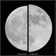 The supermoon of March 2011, and an average moon of December 2010.